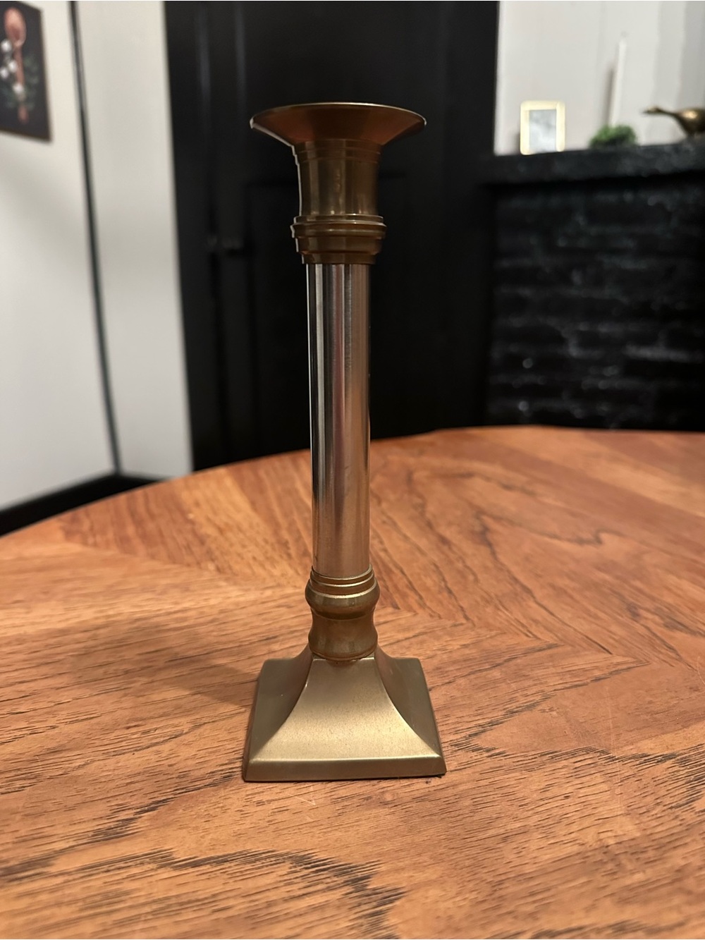 Brass Finish Taper Candle Holder - Gold
